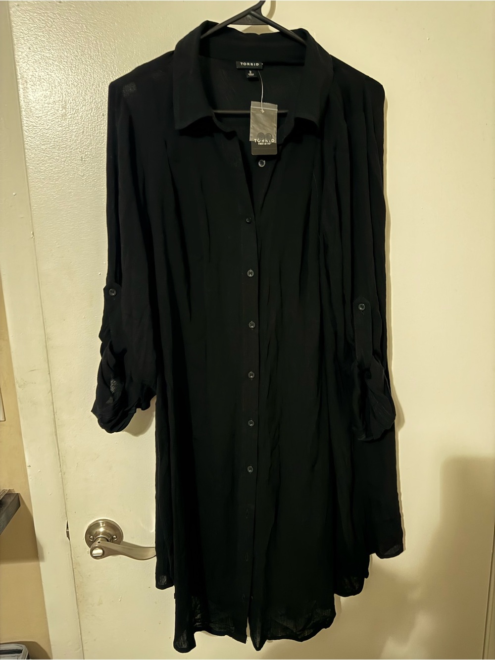 torrid Black Long Sleeve Button-Front Shirt Dress